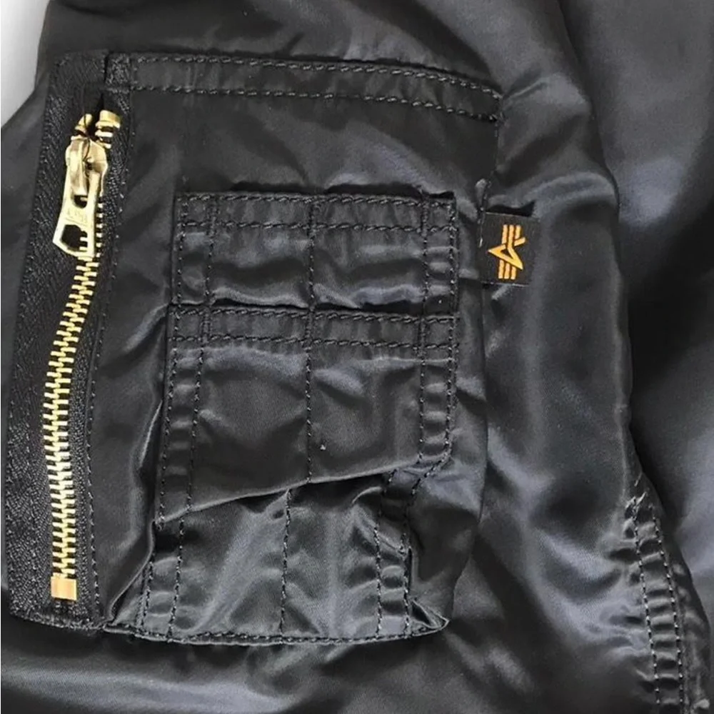 Alpha Industries MA-1 Flight Bomber Jacket | Black | Size Large - Picture 7 of 8